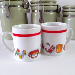 VTG D.H. Holmes New Orleans Seafood Gumbo Design Mug Set